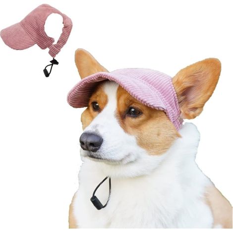 Casquette pour chien avec protection UV et ouvertures pour les oreilles - Chapeau de soleil ajustable pour chiens de petite, moyenne et grande taille - Rose L (1/5)