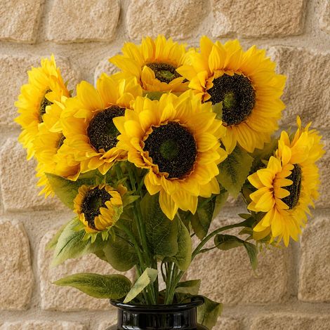Pack of 6 x 88cm Yellow Artificial Sunflower - 18 heads - Premium Quality (1/5)
