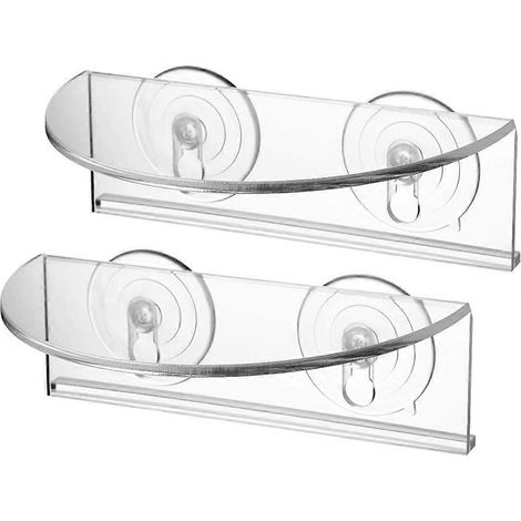 Lot de 2 étagères à ventouses transparentes avec support de charge, étagère de fenêtre en acrylique (1/5)