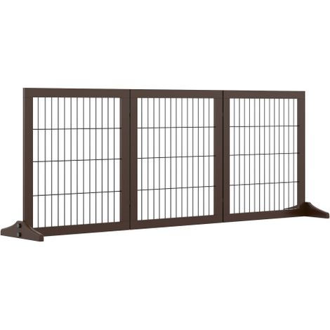 Cancello/recinto per cani in legno di pino, autoportante, marrone, 185x36x71 cm, spedito direttamente dal sito. (1/5)