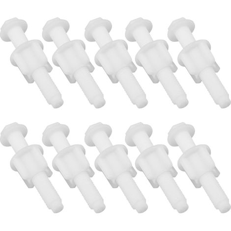 Ensemble de 10 vis robustes blanches en plastique, faciles d'entretien, pour abattant toilette, (1/5)