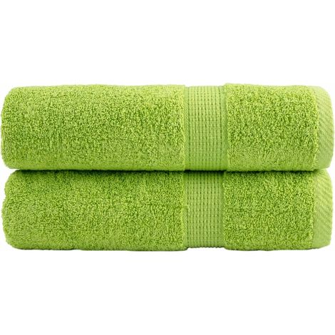 Serviettes de douche haut de gamme SOLUND, lot de 2, vert pomme, 70 x 140 cm, 600 g/m²