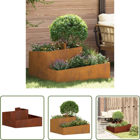 Pot métallique -  Cache-pot de jardin Marron 80 x 80 x 50 cm Acier patiné (1/5)