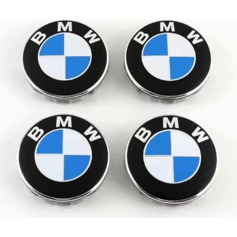 Quatre enjoliveurs bleus et blancs de 68 mm - BMW