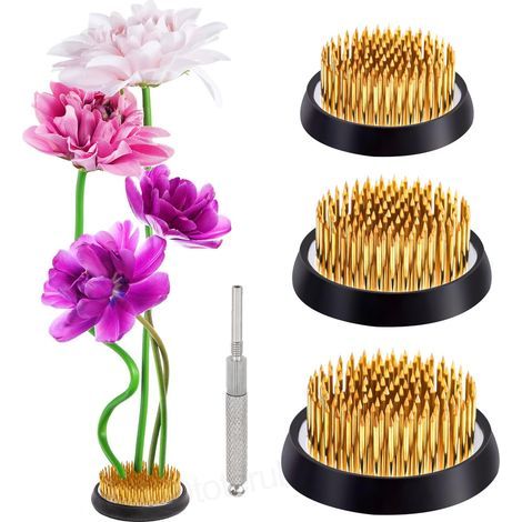 Pique Fleur 4 Pièces Fleur La Grenouille Support Fleur Grenouille Supports de Fleurs Support Rond en Forme de Grenouille Arrangement Rond Ikebana pour Compositions Florales (3,4cm/4cm/5 cm) (1/5)