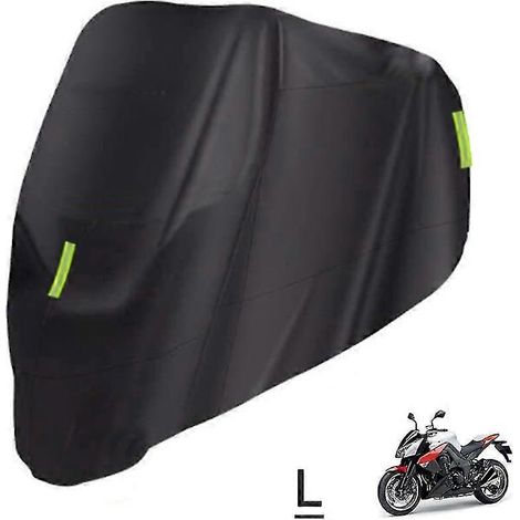 Universelle Motorradabdeckung, wasserdicht, UV-Schutz, Regenmantel gegen Staub, 210D, passend für Honda, Suzuki, Kawasaki, Yamaha, BMW – Schwarz, Größe L
