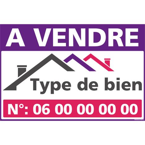 Panneau A Vendre Personnalisable – Type de Bien & Numéro de Téléphone – Akylux 3,5 mm – 600 x 400 mm – Avec Œillets (1/4)