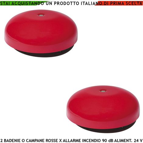 CAMPANA ELETTROMECCANICA ROSSA 2 PEZZI PER ALLARME INCENDIO ALIMENTAZIONE 24 VCC RIPETONO SEGNALAZIONI E QUALSIASI AVVISO (1/4)