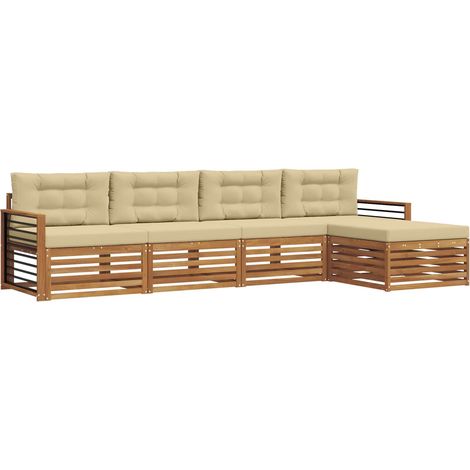 Ensemble de canapés d'extérieur 5 pcs Salon de jardin Naturel et Beige (1/5)
