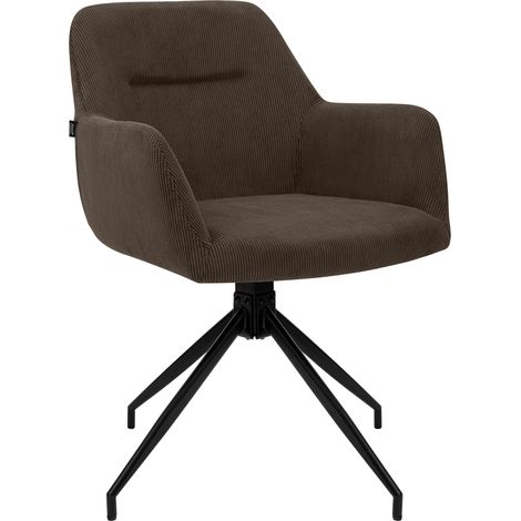 Silla de comedor Merlinda de pana Marrón oscuro (1/5)