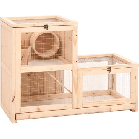 Jaula para hámster 81 x 40 x 60 cm madera maciza de abeto marrón 020041682