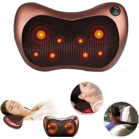 CUSCINO RISCALDANTE MASSAGGIATORE CERVICALE MASSAGGIO BENESSERE LED SHIATSU