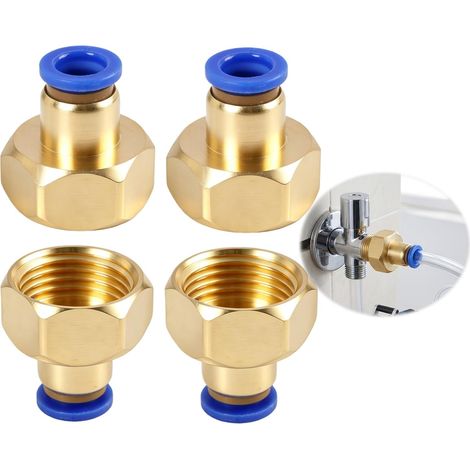 Lot de 4 raccords pneumatiques droits, Diamètre externe de 8 mm x 1/2" filetage femelle PT, Connecteurs pneumatiques industrielle, Installation facile (1/5)