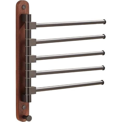 Porte-serviettes mural pivotant en bois, barre porte-serviettes rotati (1/5)
