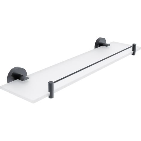 Nimco Tablette en verre avec barrière L.50 Cm, noir mat, Unix noir mat UNC 13091BX-50-90 (1/3)