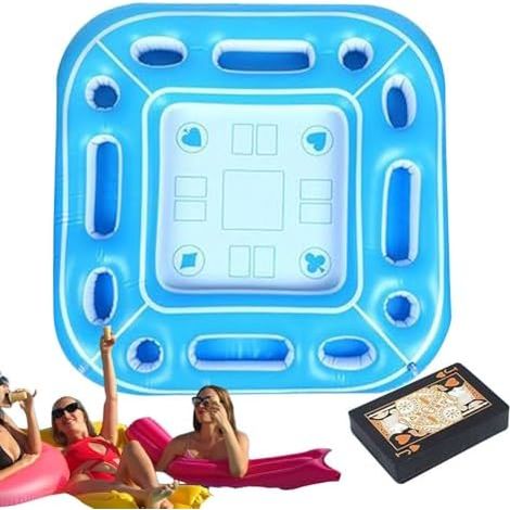 Table de billard flottante, table de cartes gonflable résistante aux intempéries avec porte-boissons et porte-repas pour les fêtes autour de la piscine, les réunions de famille, les lacs et les rivièr (1/5)