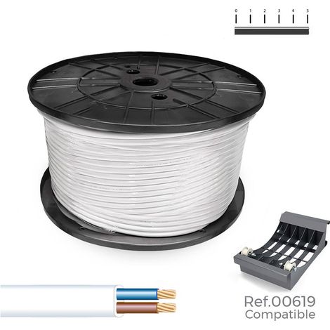 Cavo flessibile piatto H05VVH2-F 2x1,00 mm² bianco (300 metri di lunghezza in bobina Ø40x20cm) (1/2)