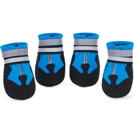4 pcs Bottes pour Chiens, Protège-Pattes Imperméables et Isolés pour l'Automne/Hiver, Semelle Antidérapante avec Sangles Réfléchissantes, Convient aux Petits, Moyens, Grands Chiens (1/5)
