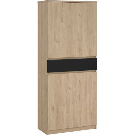 Dmora - Schuhschrank Nolwenn, Schuhregal, Mehrzweck-Eingangsgarderobe, Möbel für Schuhe, 80x40 h192 cm, Eiche und Schwarz