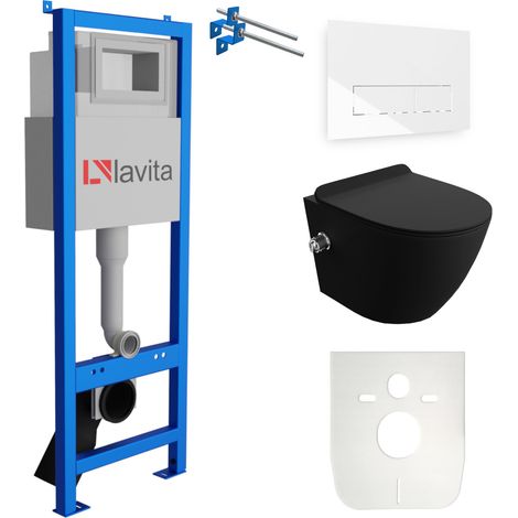 LAVITA WC Set mit Vorwandelement, Wand-WC und Spülknopf (1/5)