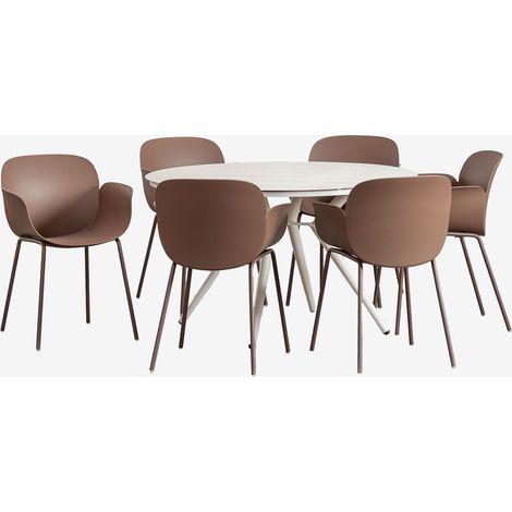 Set tavolo rotondo in alluminio (Ø125 cm) Valerie e 6 sedie da giardino Lynette SKLUM (1/5)