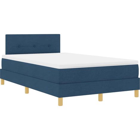 Maison Exclusive - Lit à ressort LED avec bandes LED Bleu 120 x 200 cm tissu (1/5)