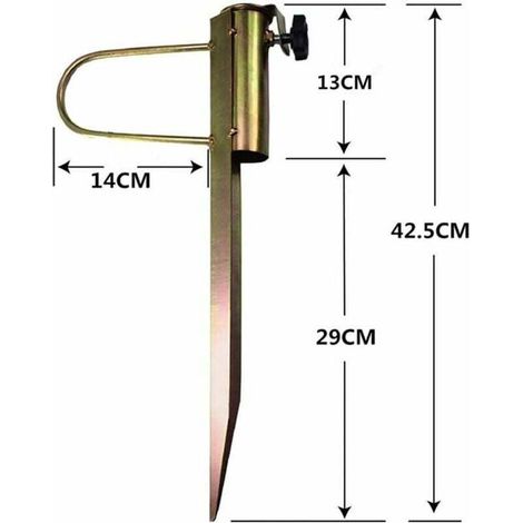 Pied de parasol de plage, support en métal robuste, insert au sol, mât de drapeau, support de sable/herbe, piquet d'ancrage pour parasol de terrasse, mât de drapeau, canne à pêche (1/4)