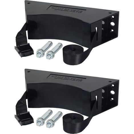 Set of 2 propane tank brackets with screws and chain, 10.2 to 30.5 cm (black) (1/5)
