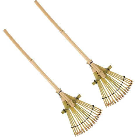 2pièces Râteau Bambou Style Japonais Petit Râteau De Jardin pour Bacs à Sable Outil De Jardin Portatif Bambou pour Aménagement Paysager (1/5)