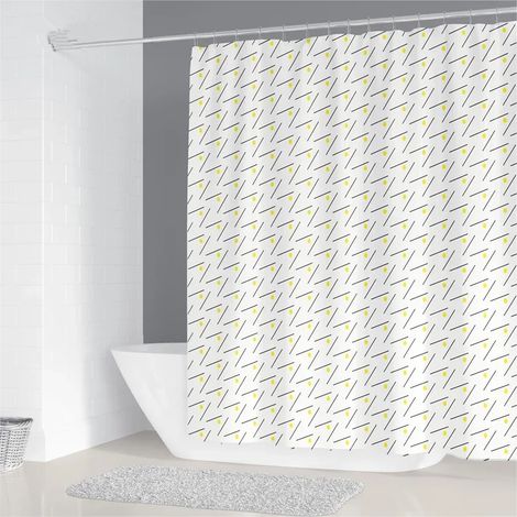 Filiyano-Rideau de douche imperméable en polyester, L 180 x H 220 cm, pour salle de bain, imprimé à motif géométrique simple, décoration intérieure (1/5)