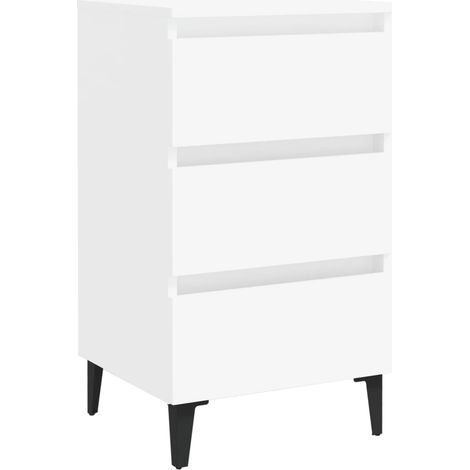 Maison Exclusive - Nachttisch mit Metallbeinen Weiß 40x35x69 cm