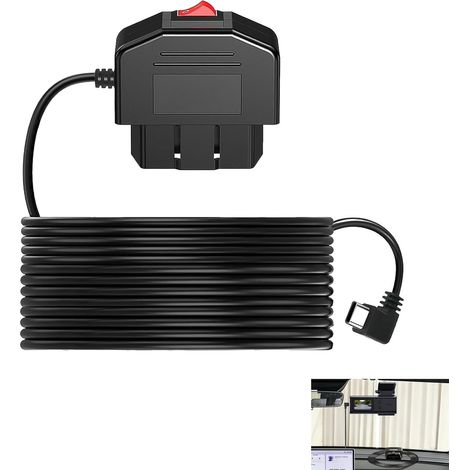 Câble Alimentation OBD, Kit Câblage OBD pour Caméra de Tableau de Bord 12-24V à 5V/3A Protection Basse Tension, Interrupteur Mode ACC et Surveillance 24h, Installation Facile Caméra Voiture USB Type C (1/5)