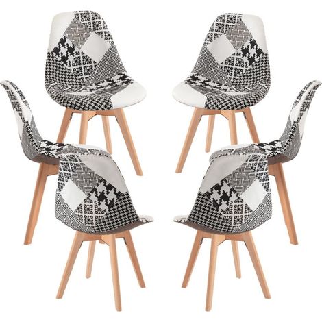 Packs Sillas Comedor - Pack 6 Sillas Synk Patchwork - Patchwork blanco y negro (1/5)