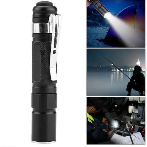 Mini lampe torche LED portable avec clip stylo et zoom télescopique pour le camping en plein air (1/5)