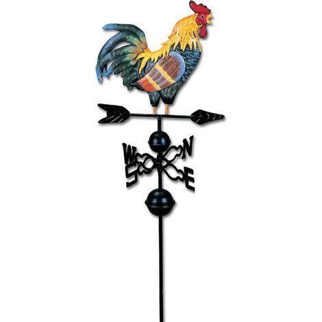 [JAMAIS UTILISÉ] Métal girouette coq forme girouette jardin clôtures pieu cour toits girouette décor coloré ornement (1/5)