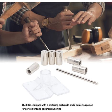 Kit de gabarit de goujon auto-centrant tailles de diamètre intérieur en allié guide de foret ensemble de poinçon de 8 pièces 6 Acier (1/4)