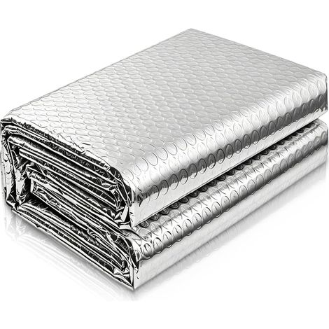 Rouleau isolant thermique aluminium feuille réfléchissant film isolant thermique fenetre anti chaleur film bulle aluminium pour toits portes camping-cars (60cm×3m) (1/5)