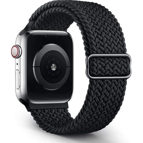 Bracelet Solo Loop tressé compatible avec les Apple Watch 38 mm, 40 mm, 42 mm et 44 mm. Bracelet de remplacement élastique et extensible pour iWatch Series 6/SE/5/4/3/2/1 (homme/femme). (1/5)