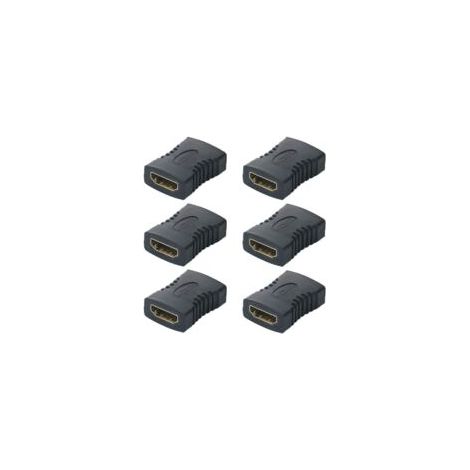 Set mit 6 HDMI-Kupplungen, HDMI-Adapter (Buchse auf Buchse), vergoldete HDMI-Anschlüsse, Steckerkonverter für HDMI-Verlängerungskabel, schwarz. – Crezuo