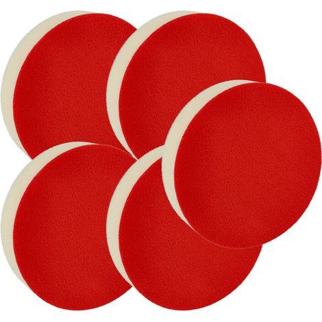 vhbw 5x Polierscheibe, Polierschwamm Ersatz für Bosch 2608613005 für Exzenter- & Schwingschleifer - 13 cm Arbeitsdurchmesser, 14 g, weiß, rot