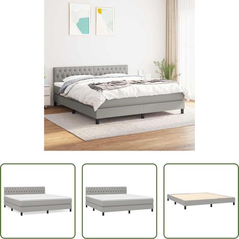 Sommeil réparateur - Sommier à lattes de lit avec matelas Gris clair 180x200cm Tissu (1/5)