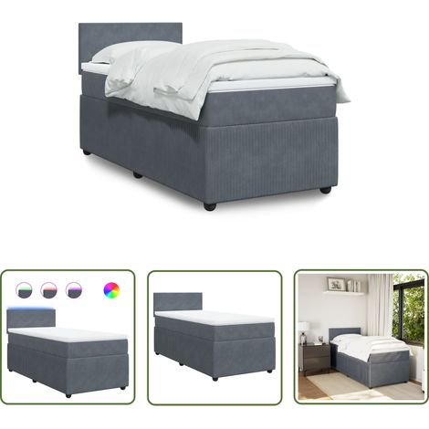 vidaXL Boxspringbett mit Matratze Dunkelgrau 90x200 cm Samt (1/5)