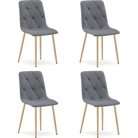 Sedia LIBRA - tessuto grigio scuro / gambe color legno x 4 (1/5)