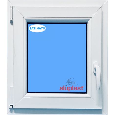 Finestra in PVC L500 mm x H700 mm Bianco, Oscillo-battente Apertura Sinistra Vetro Satinato