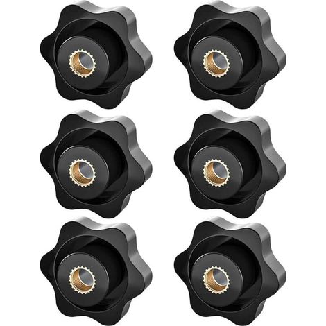 Bouton de Serrage M8, Ecrou Étoile, Bouton de Serrage à Filetage Moleté, Écrou De Serrage M8, Étoile Tête Écrous De Serrage Bouton,pour les Mécaniques, Mobilier, Équipements Électroniques, 6 Pack