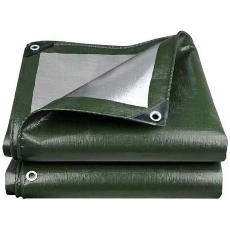 Bâche Extérieure Imperméable Réversible 150g avec Œillets – Gris/Vert – 3x6 m Ortviai (1/4)