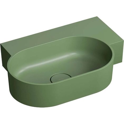 OMNIRES Ovo M+ - Waschbecken 56 x 39 cm, ohne Überlauf, ohne Armaturenloch, rechts, Olive matt OVO555UWPOL (1/5)