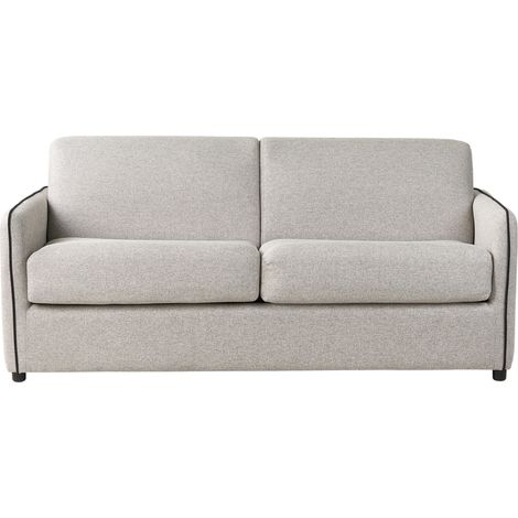 Sofá cama convertible 2 plazas patas de plástico tela gris Ishoj (1/5)