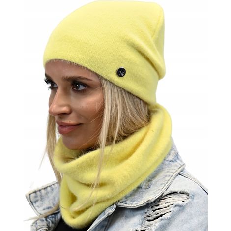 Ensemble d'hiver chaud, féminin et doux au toucher - Écharpe tube AL1 - jaune (1/5)