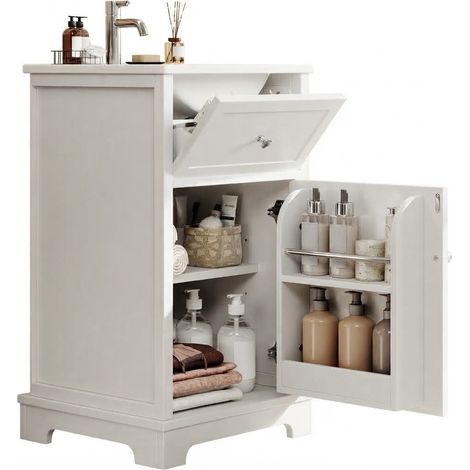 ELVMI Mobile Sottolavabo con 1 Cassetto, Anta, Ripiano Regolabile e Lavabo Integrato, Bagno, MDF, 51 x 46 x 87 cm, Bianco (1/5)